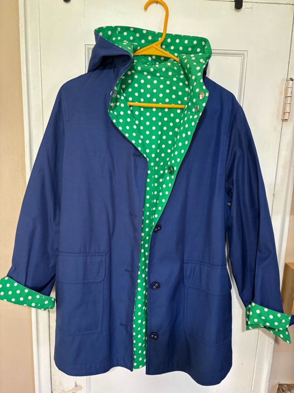 Talbots Reversible Jacket with Green Polka Dot Lining.